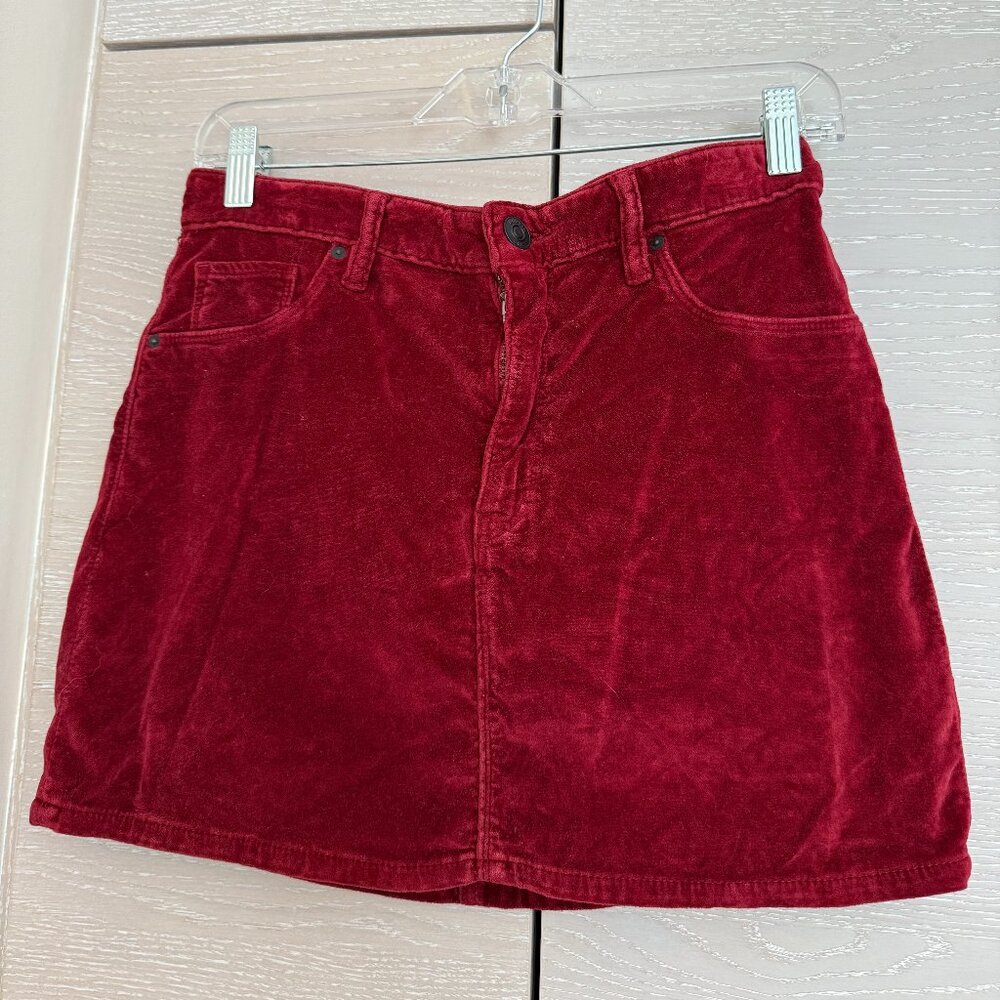 Hudson Jeans The Viper Mini Skirt in Oxblood Red Burgundy Velvet